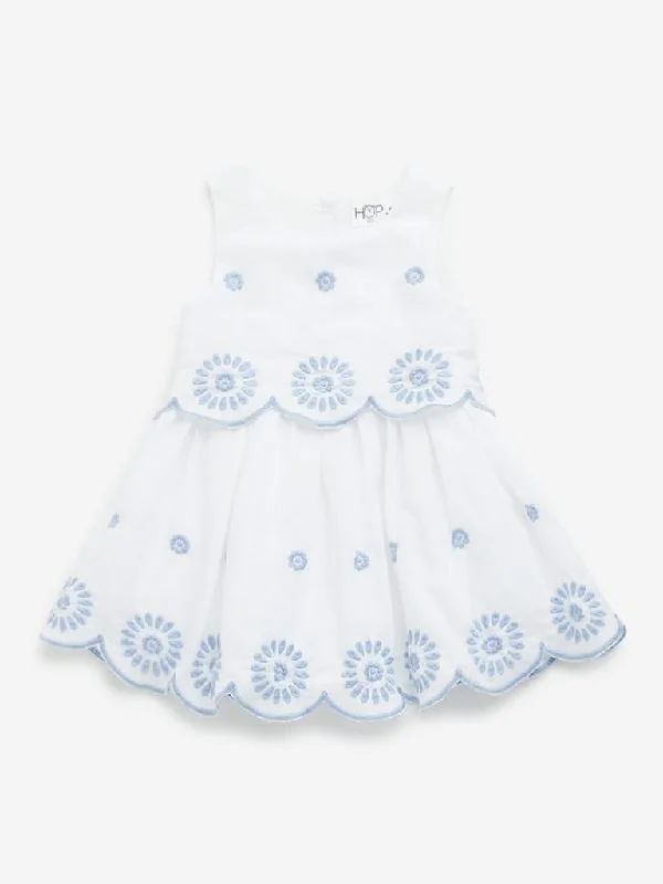 Cuffed Women Shorts for a Laid - Back and Trendy LookHOP Baby White Embroidered A-Line Cotton Dress