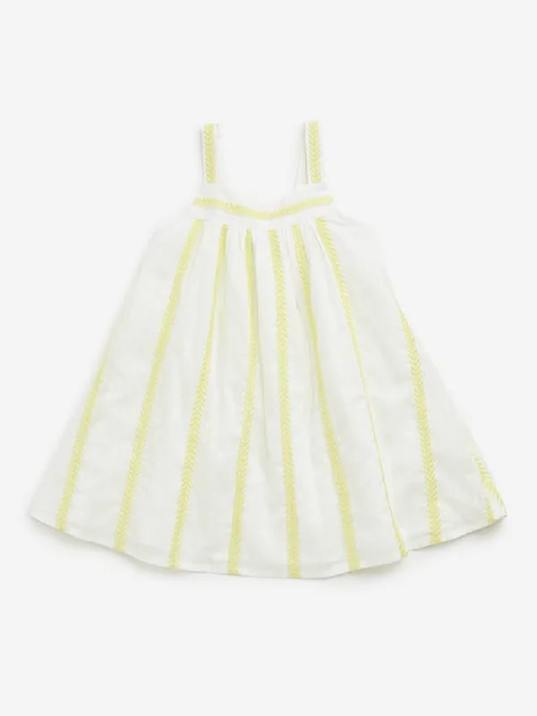 Leather Look Women Shorts for an Edgy and Chic StyleHOP Kids White Leaf Embroidered A-Line Cotton Dress