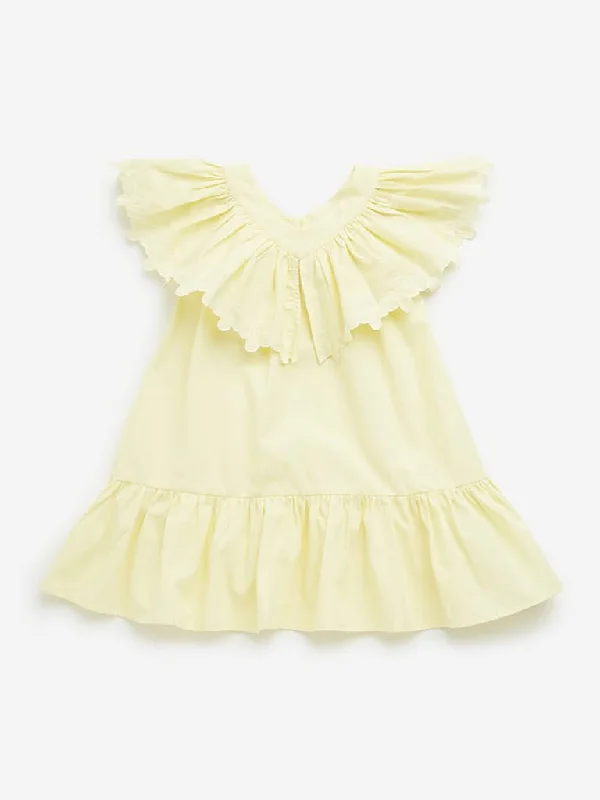 Jeanette Women Shorts with a Soft and Comfortable FeelHOP Kids Yellow Ruffle Design Tiered Cotton Dress