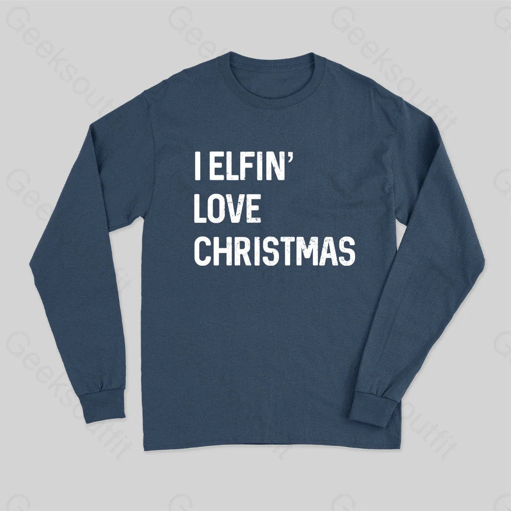 Plus Size Women T Shirt for a Comfortable and Flattering FitI Elfin Love Christmas Long Sleeve T-Shirt