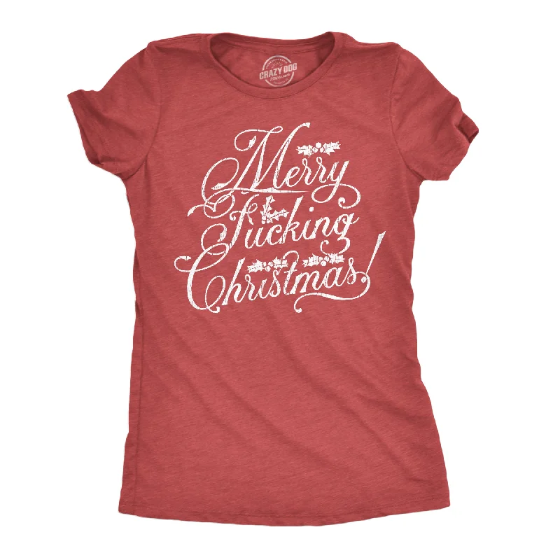 V - Neck Women T Shirt to Enhance the NecklineMerry Fucking Christmas Women's T Shirt