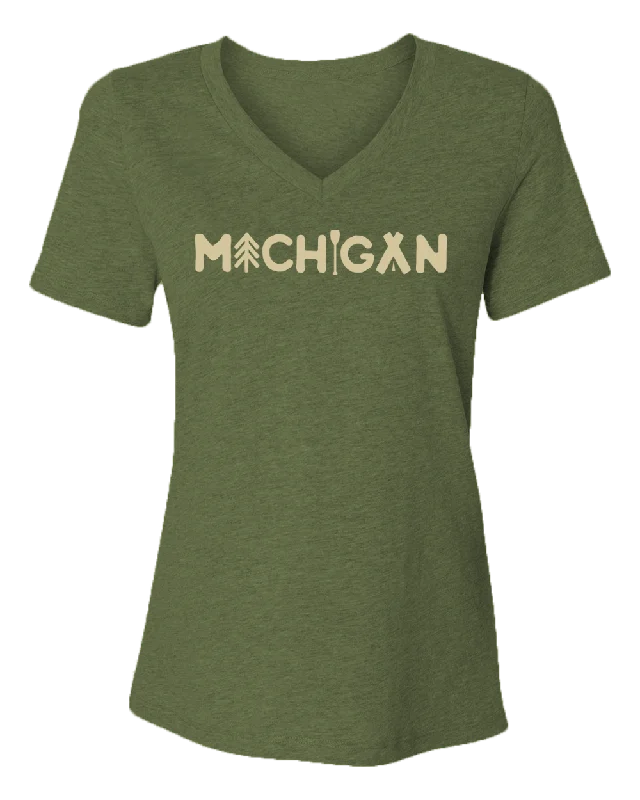 Graphic Print Women T Shirt for a Trendy StatementMichigan Outdoors Women's V-Neck Tee