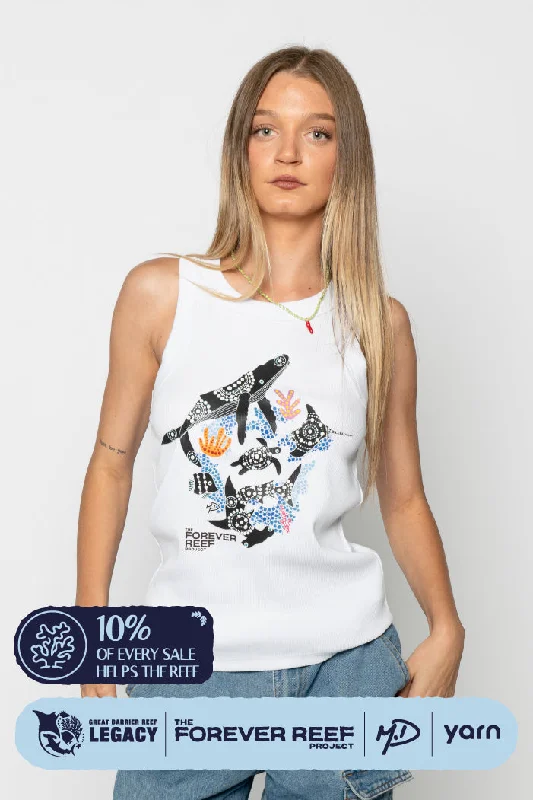 Graphic Print Women T Shirt for a Trendy StatementProtect Our Coral To Save Our Reef White Women's Organic Rib Tank Top