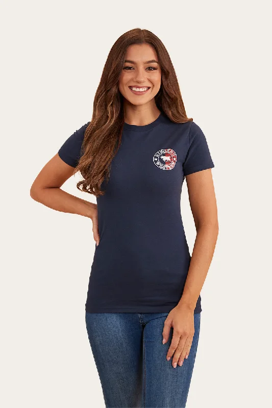 Embroidered Women T Shirt with Intricate DetailsSignature Bull Flag Womens Classic Fit T-Shirt - Navy