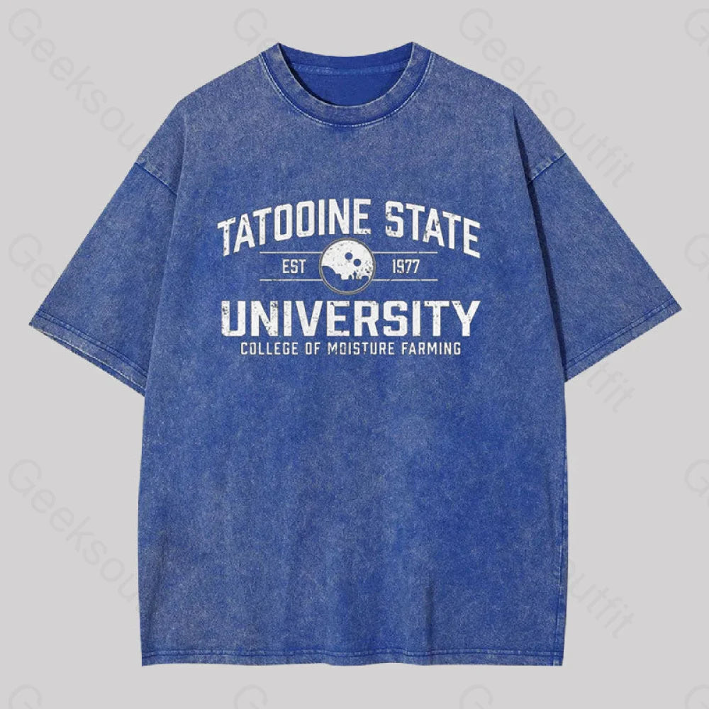 Ringer T Shirt Women with Retro - Inspired StripesTatooine State University Geek Washed T-shirt