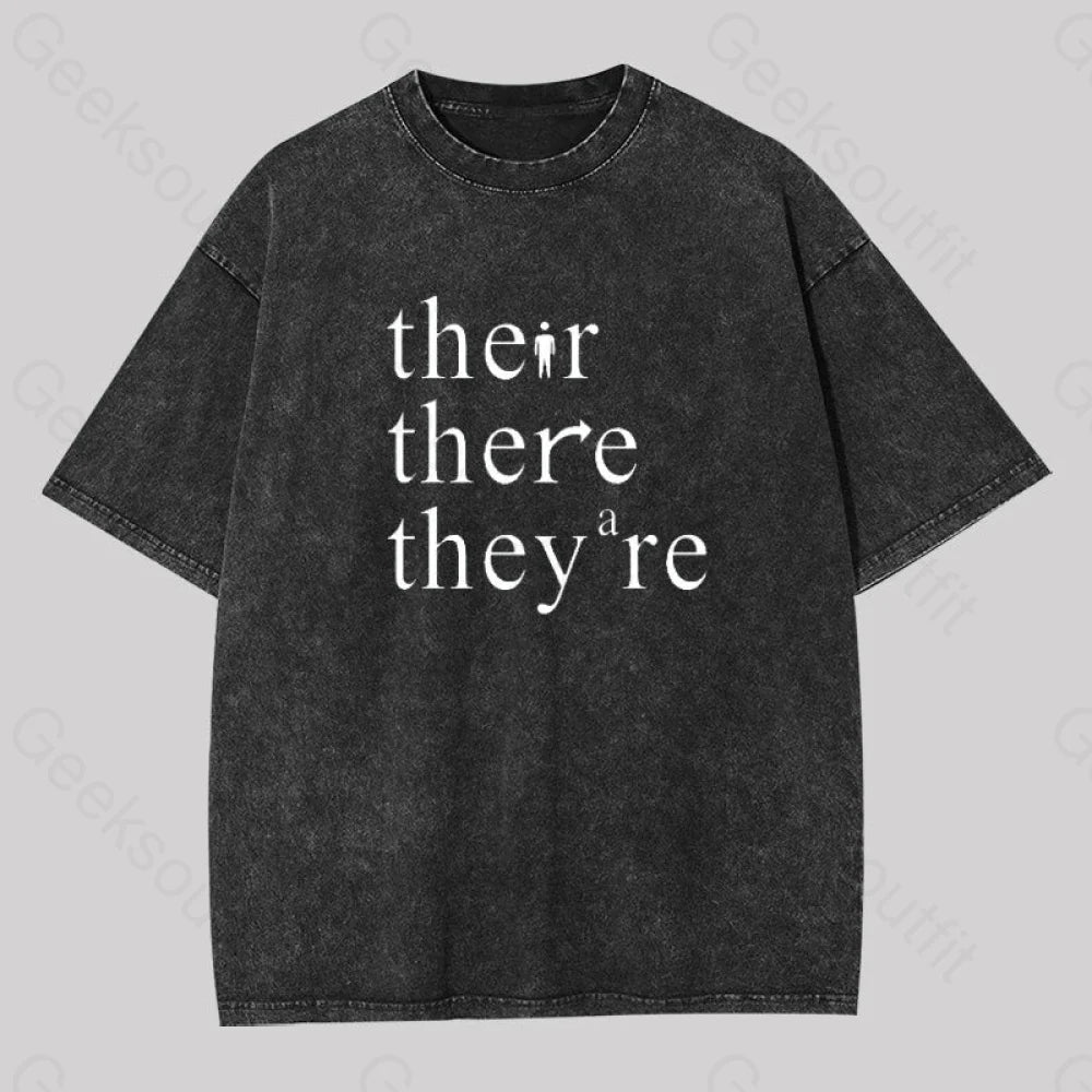 Sheer Women T Shirt for a Stylish and Alluring LookThere Their They're Funny Grammar Washed T-Shirt