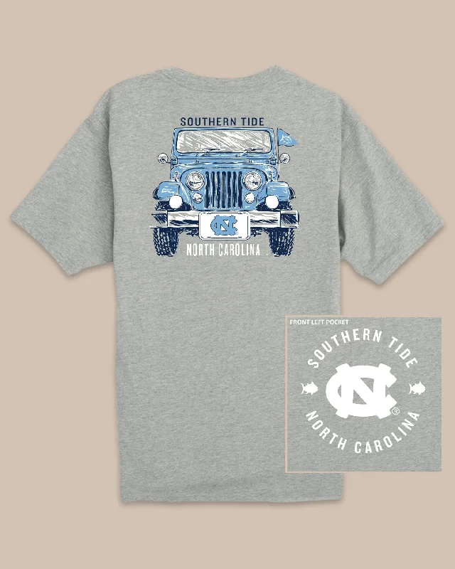 Ringer T Shirt Women with Retro - Inspired StripesUNC Tar Heels Heather Front Plate T-Shirt