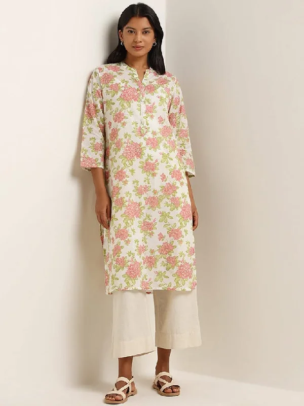 Cuffed Women Shorts for a Laid - Back and Trendy LookUtsa Multicolour Floral Straight Cotton Kurta