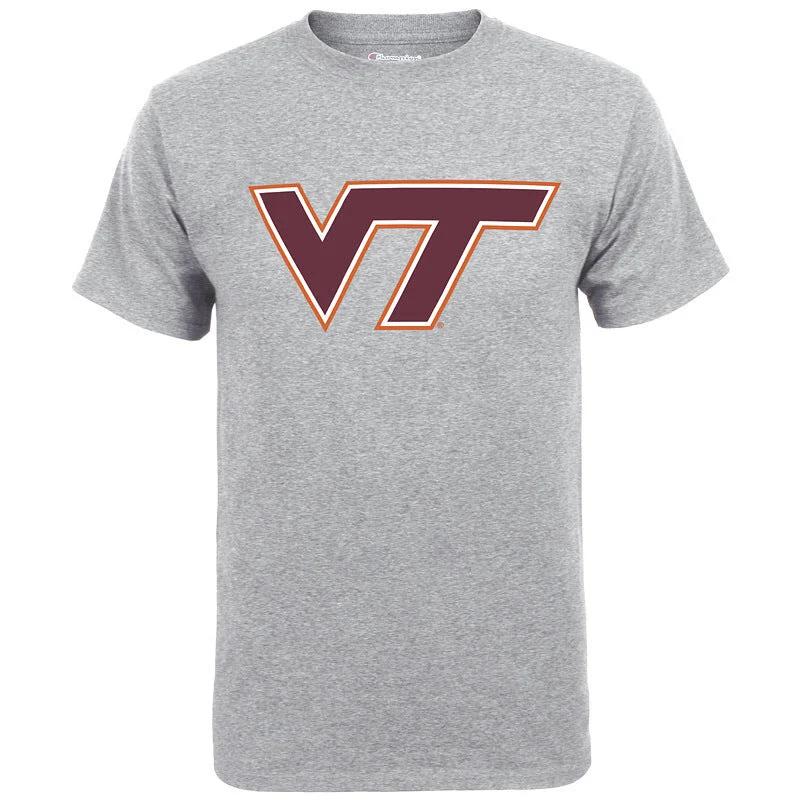 Striped Women T Shirt in a Classic PatternVirginia Tech Logo T-Shirt: Oxford Gray by Champion