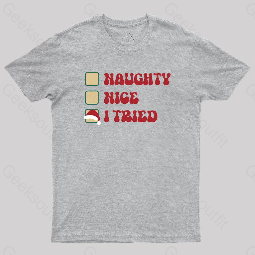 V - Neck Women T Shirt to Enhance the NecklineXmas Naughty or Nice Geek T-Shirt