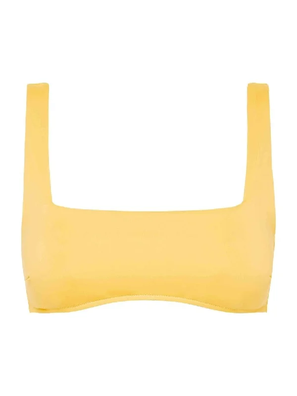 Ruched bikini with fabric gathers for a slimming effectAria Bikini Top  Butter