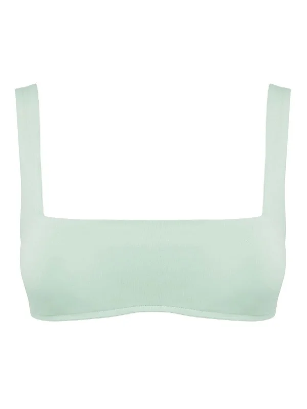 Ruched bikini with fabric gathers for a slimming effectAria Bikini Top  Sage