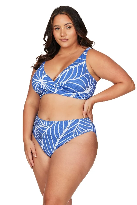 High - waisted bikini for a retro and tummy - flattering lookPhilharmonic Blue Delacroix Bikini Top - Final Sale