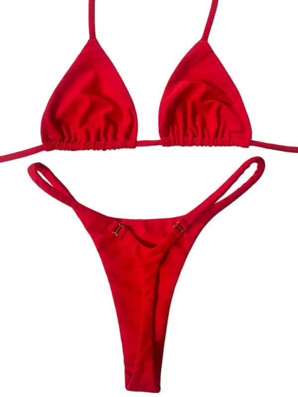 Tie - side bikini bottoms for an adjustable and stylish fitDIPPED SEAMLESS THONG BOTTOM- RED