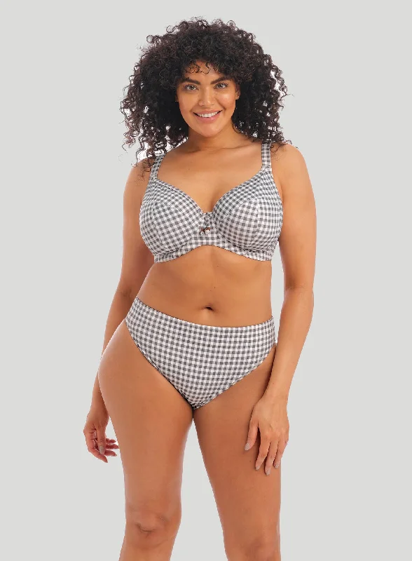 Plus - size bikini with full - coverage options for comfort and confidenceElomi Swim: Checkmate Plunge Bikini Top Greymarle