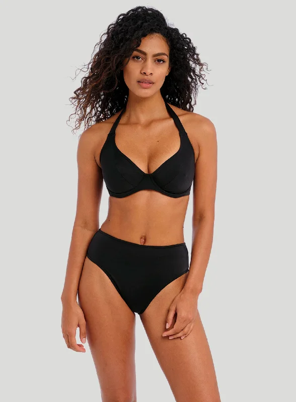 Convertible bikini that can be worn in multiple styles for versatilityFreya Swimwear: Jewel Cove Underwired Halter Bikini Top Plain Black