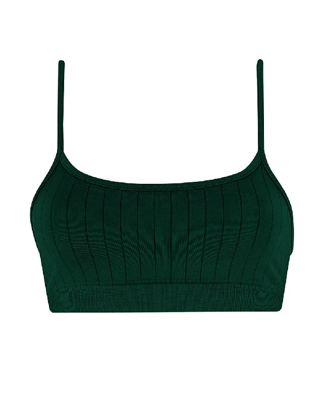 Ruched bikini with fabric gathers for a slimming effectFLAT RIBBED SINCERE Bikini Bra Top | Dark Green