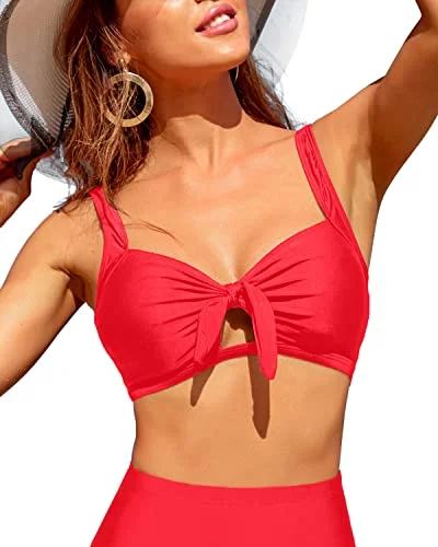 Tropical - themed bikini for a vacation - ready beach outfitVersatile And Practical Women's Push Up Bikini Top-Neon Red